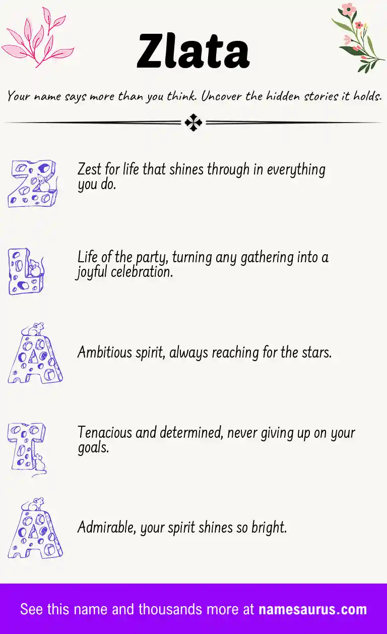 Acrostic poem about Zlata.