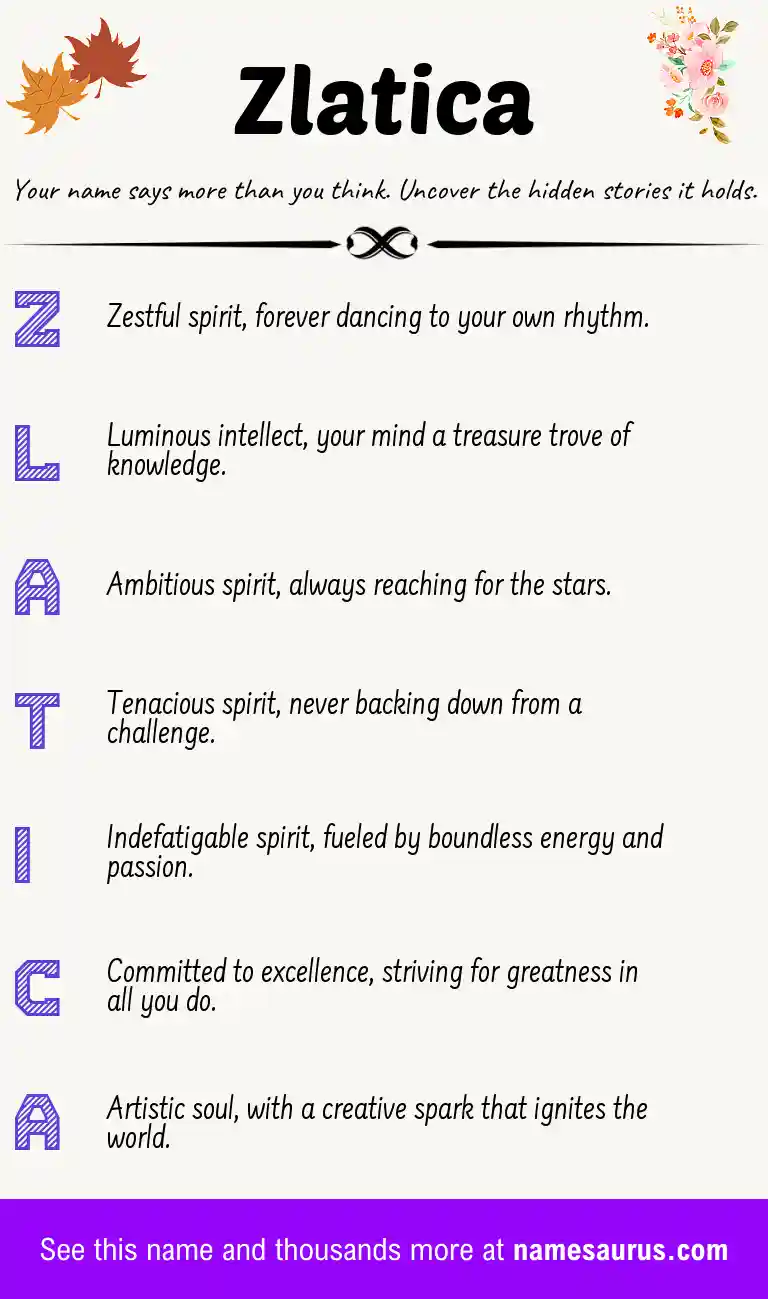 Acrostic poem about Zlatica.