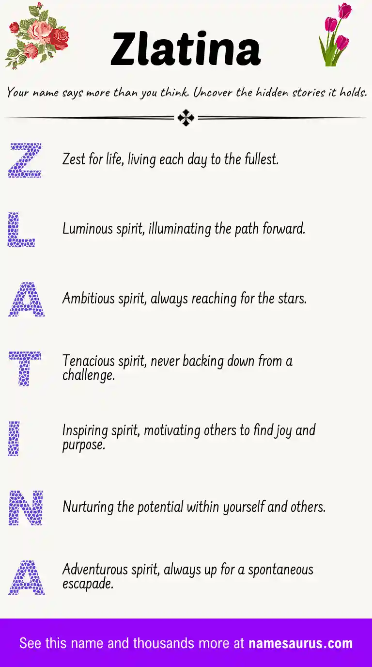 Acrostic poem about Zlatina.