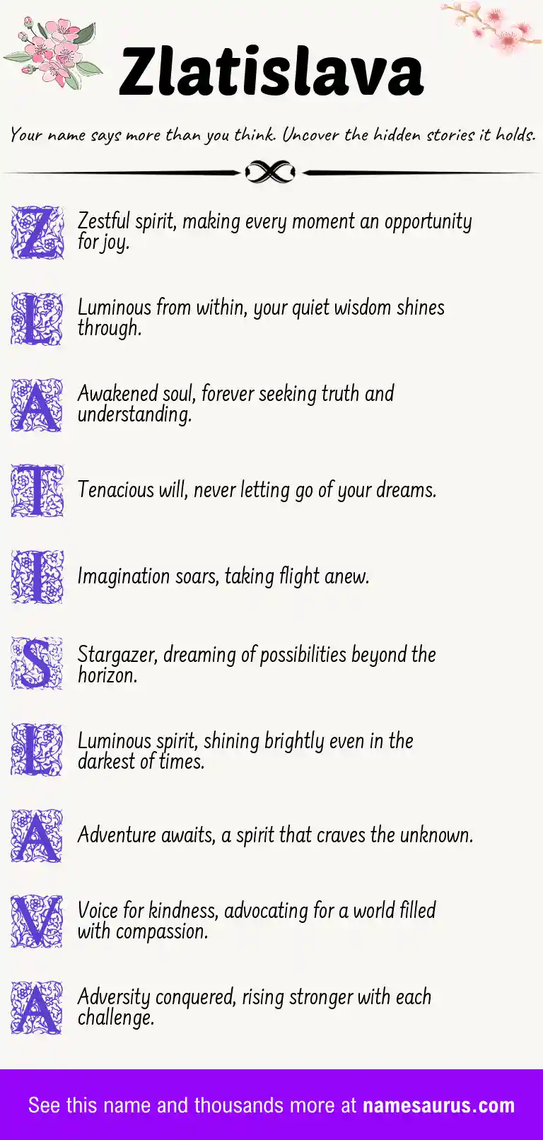 Acrostic poem about Zlatislava.