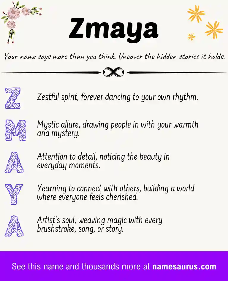 Acrostic poem about Zmaya.