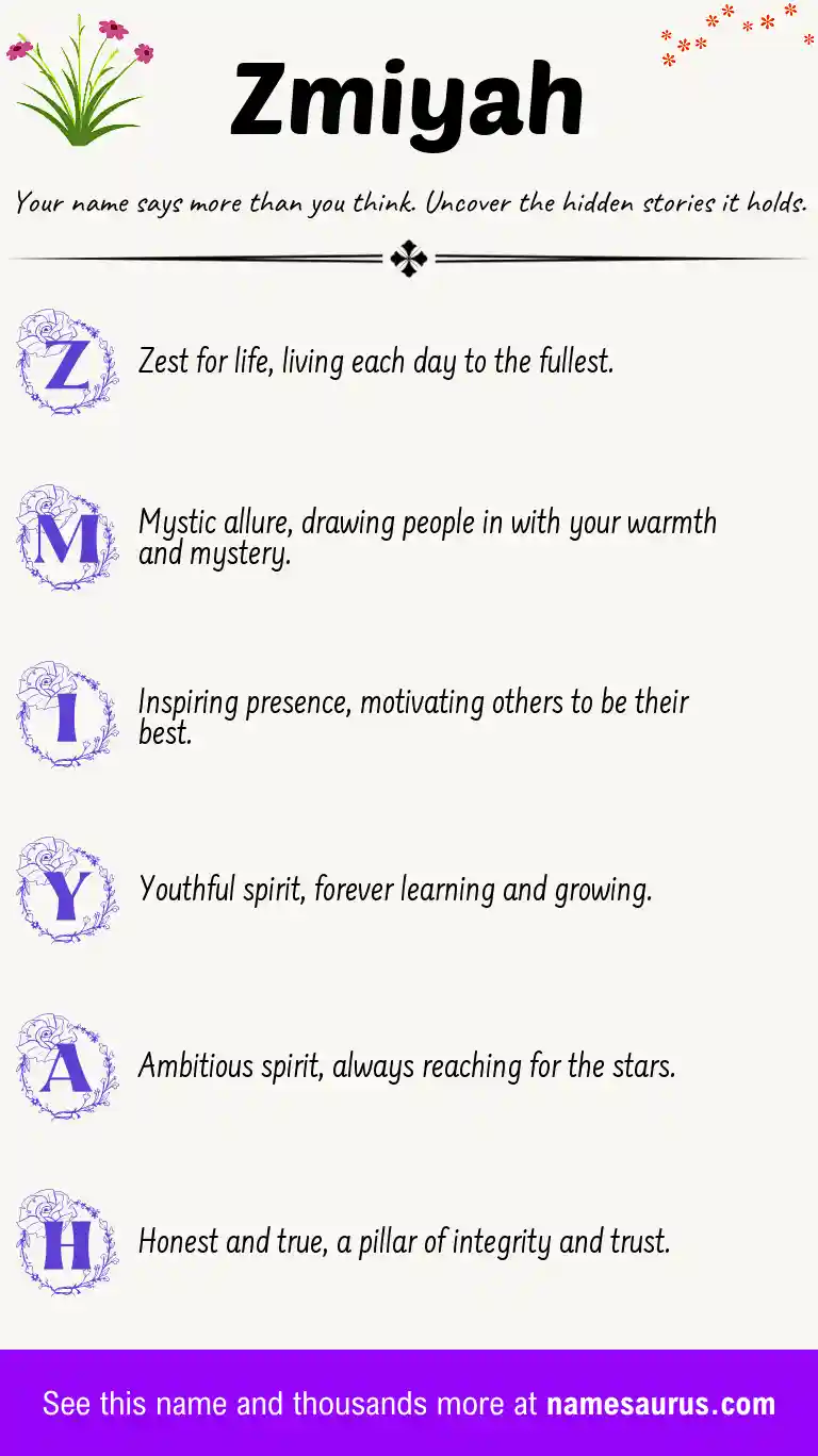Acrostic poem about Zmiyah.