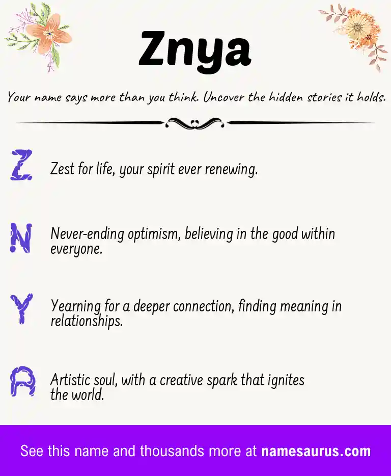 Acrostic poem about Znya.