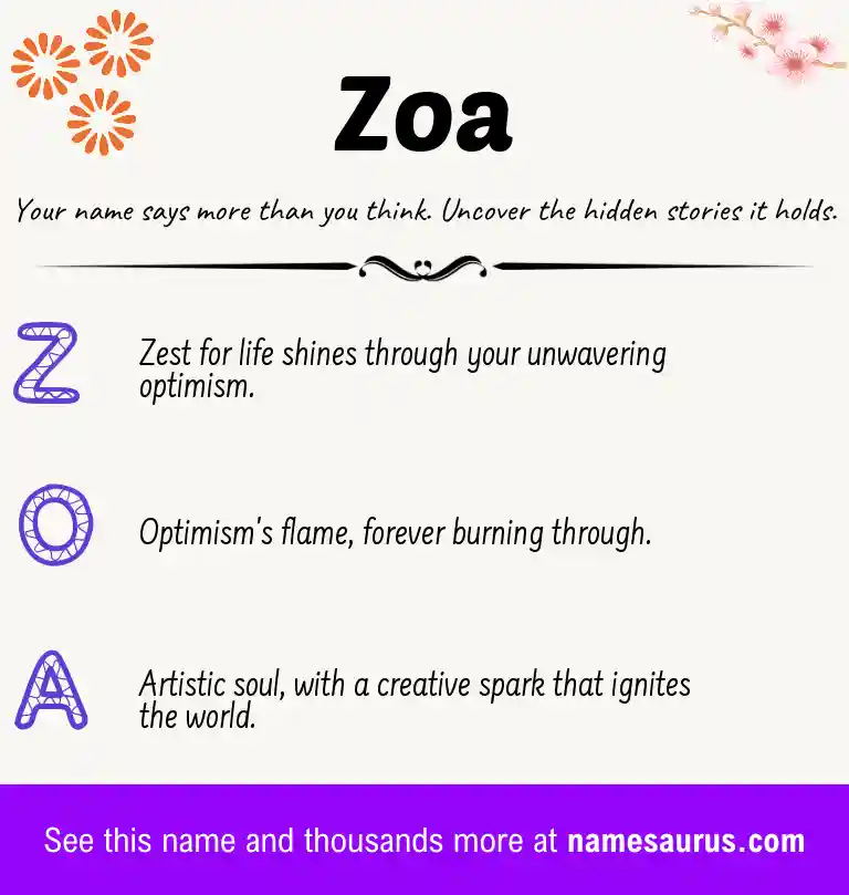 Acrostic poem about Zoa.