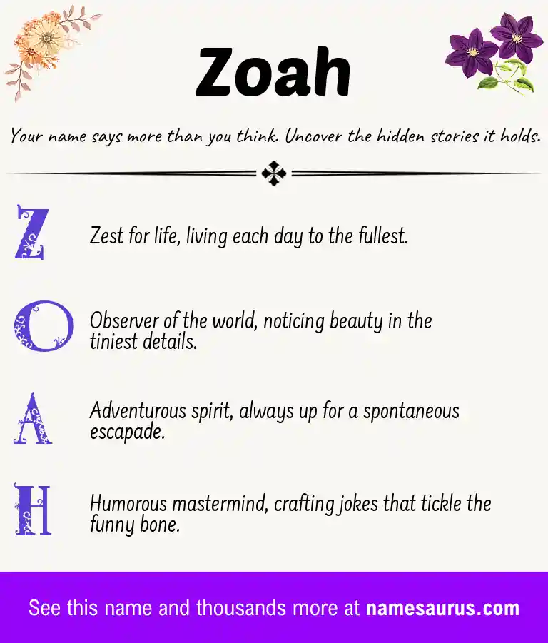 Acrostic poem about Zoah.