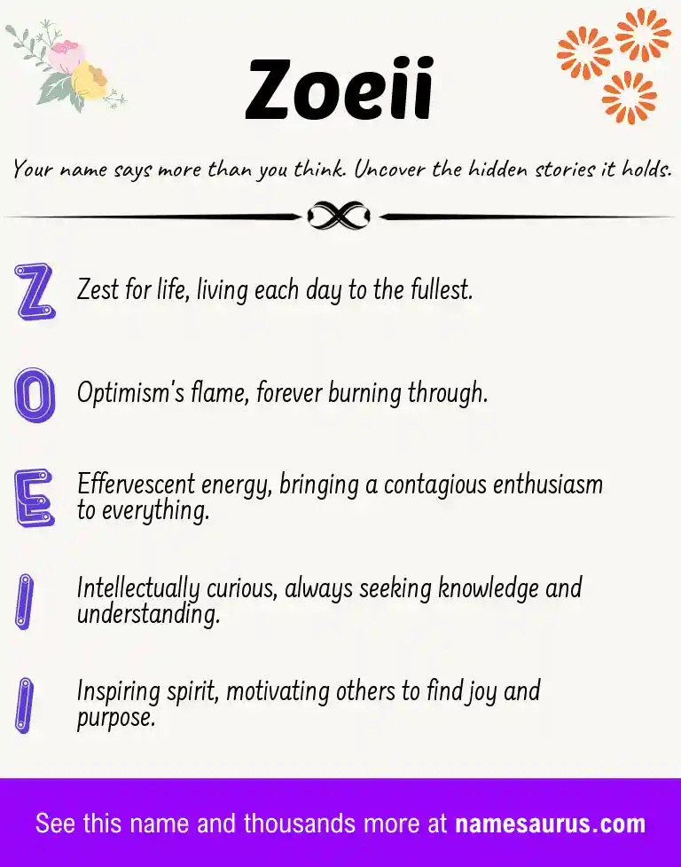 Acrostic poem about Zoeii.