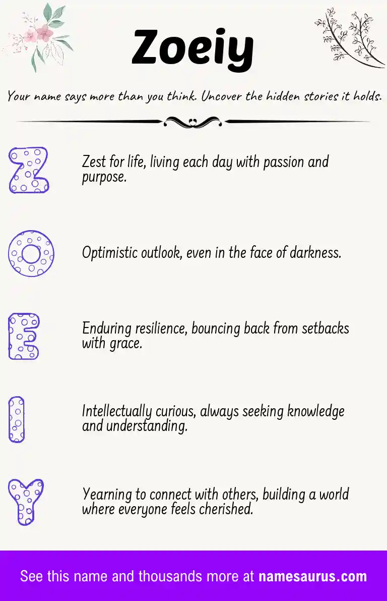 Acrostic poem about Zoeiy.