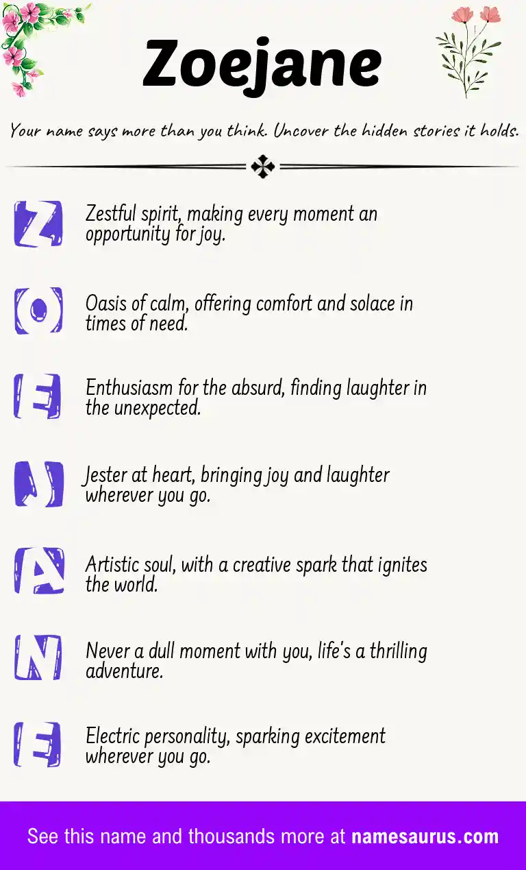 Acrostic poem about Zoejane.