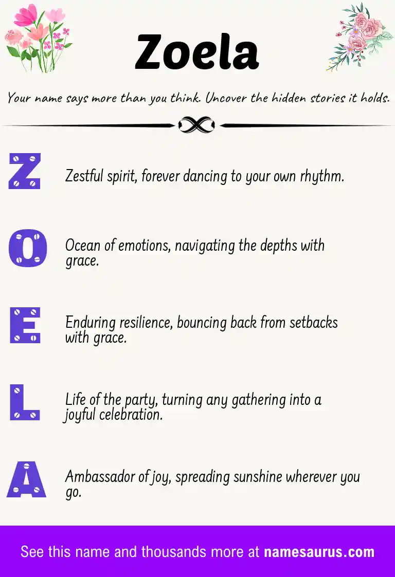 Acrostic poem about Zoela.
