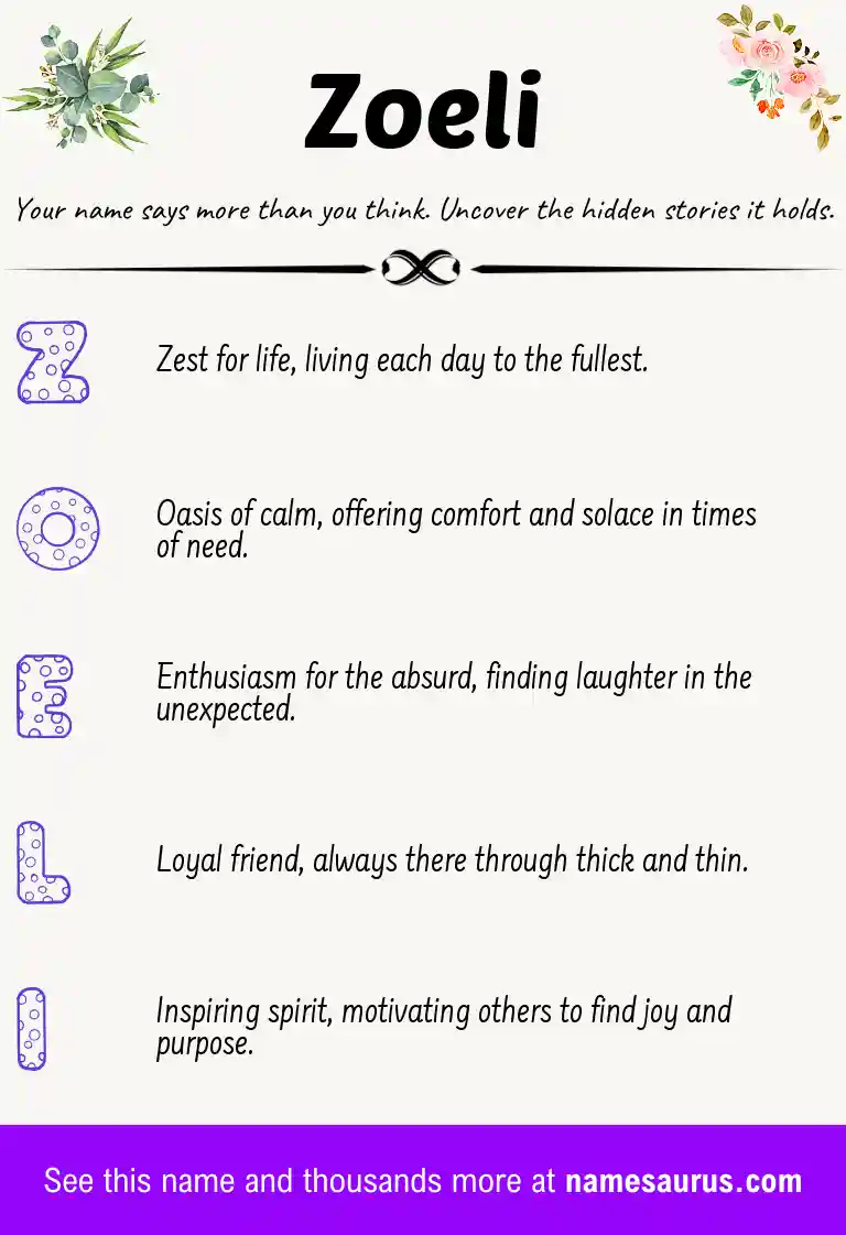 Acrostic poem about Zoeli.