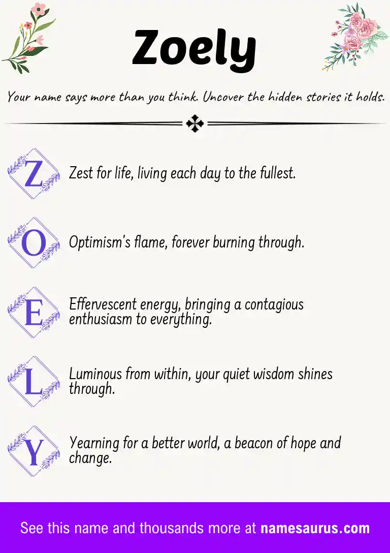 Acrostic poem about Zoely.