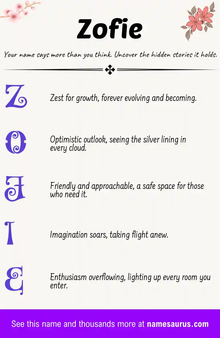 Acrostic poem about Zofie.