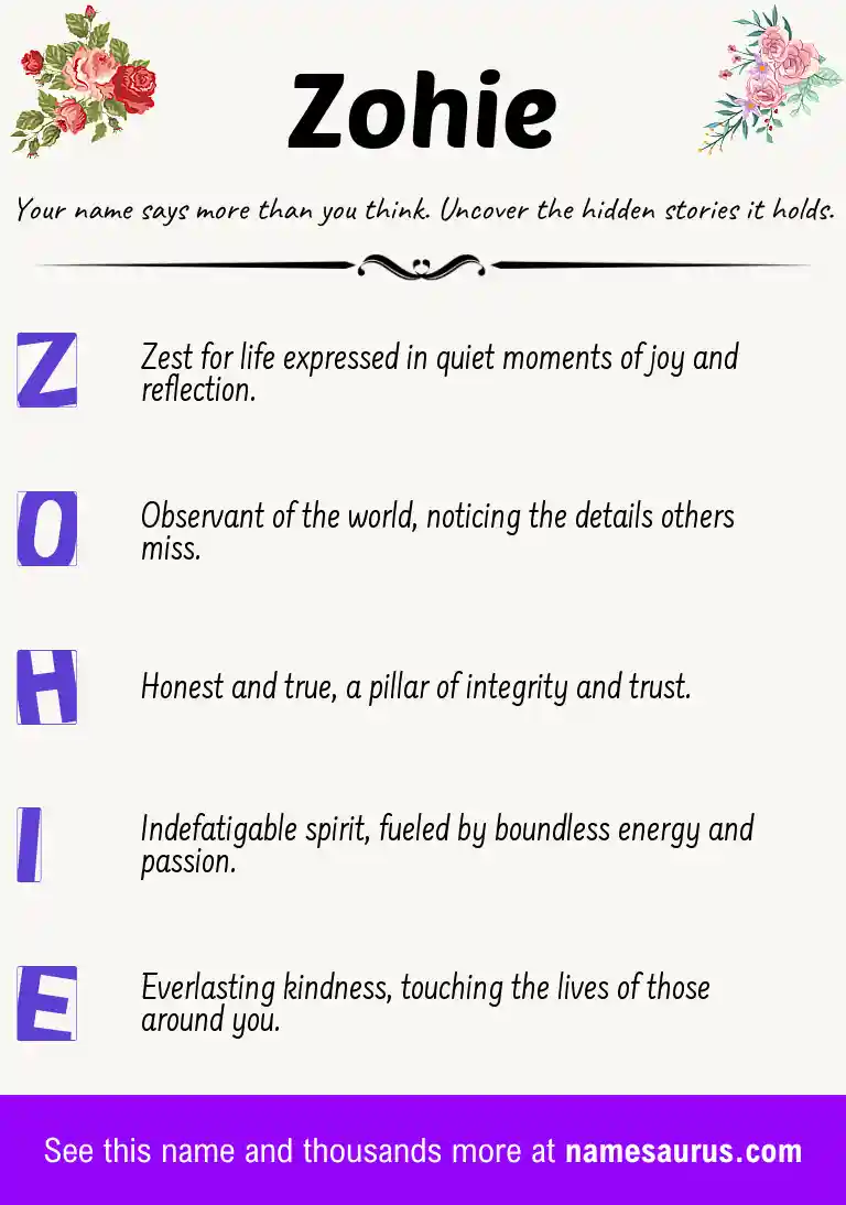 Acrostic poem about Zohie.