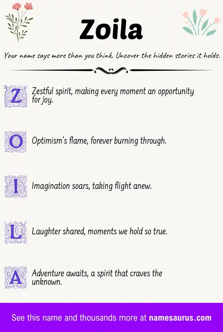 Acrostic poem about Zoila.