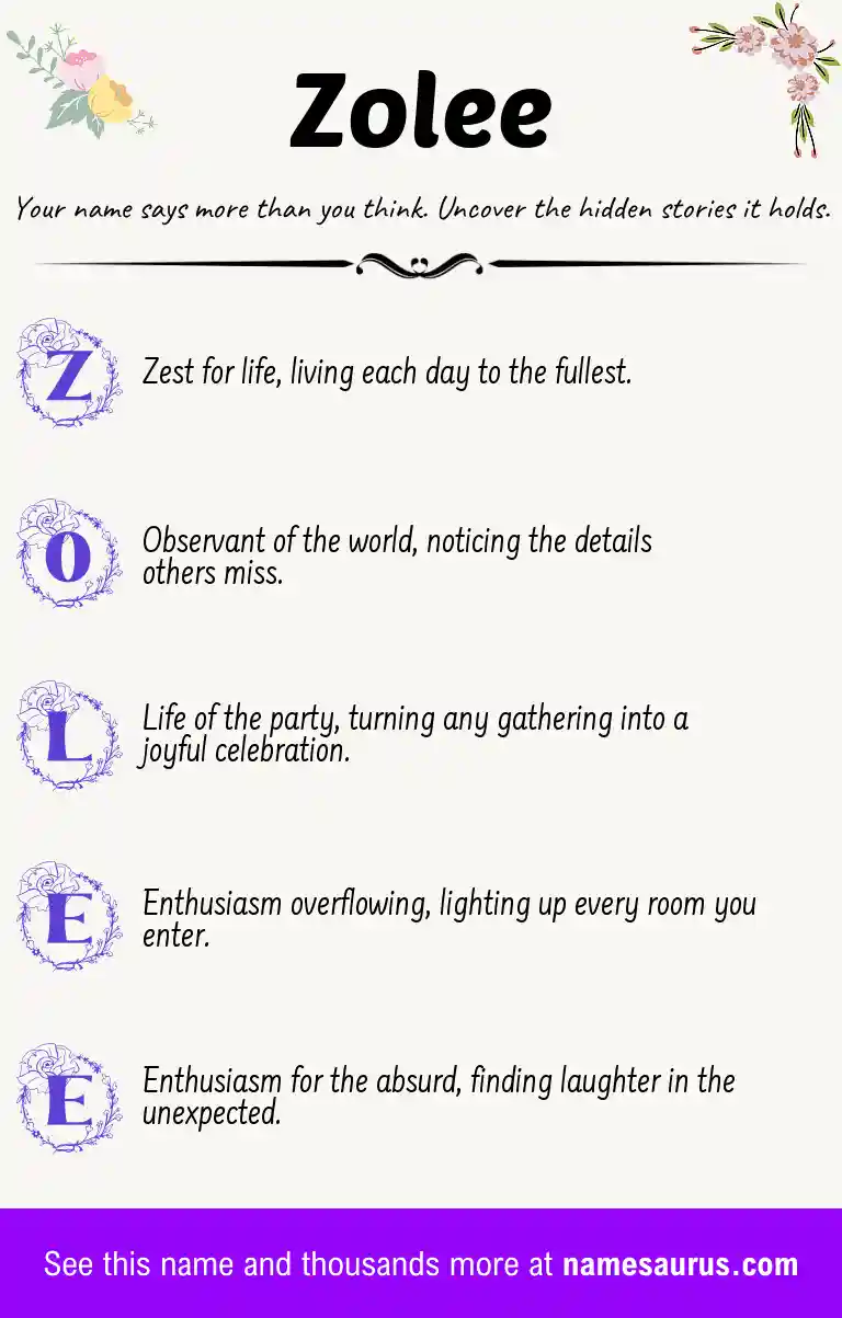 Acrostic poem about Zolee.