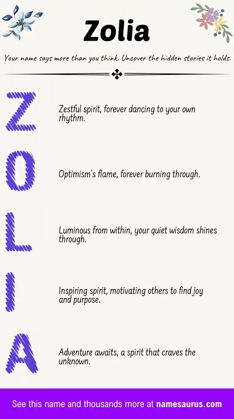 Acrostic poem about Zolia.