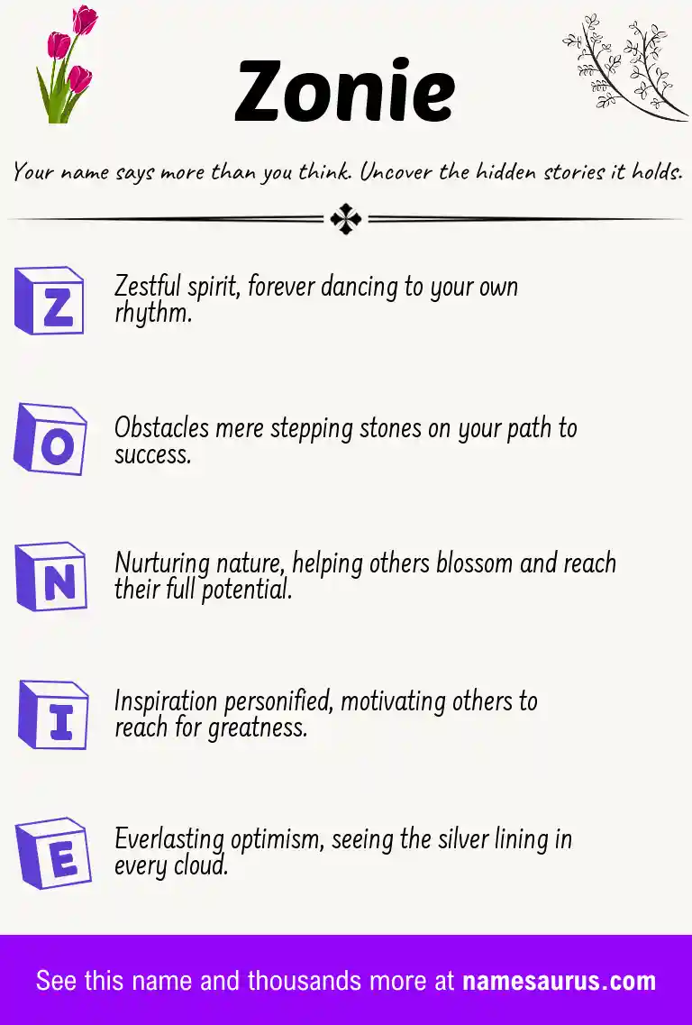 Acrostic poem about Zonie.