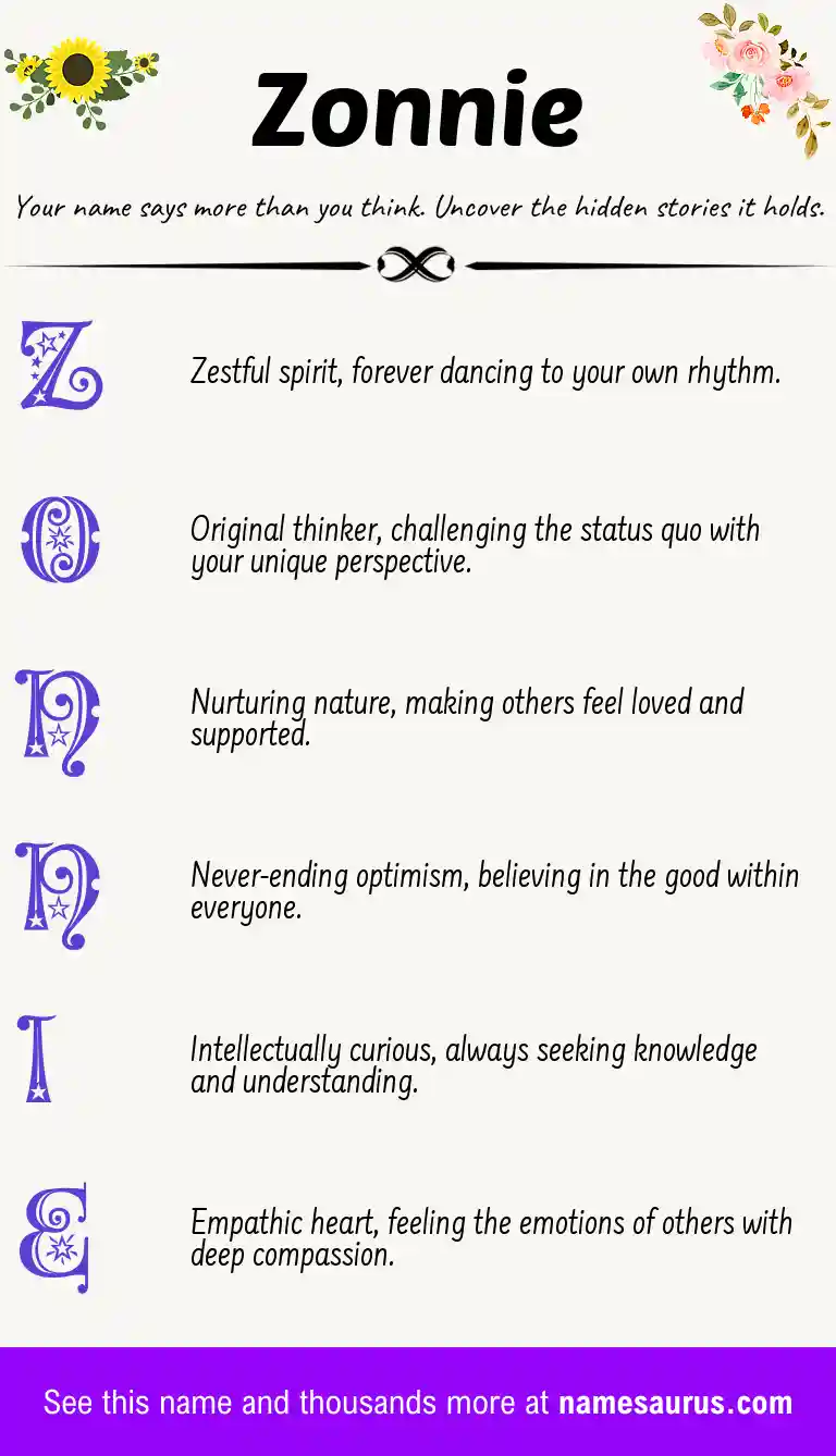 Acrostic poem about Zonnie.
