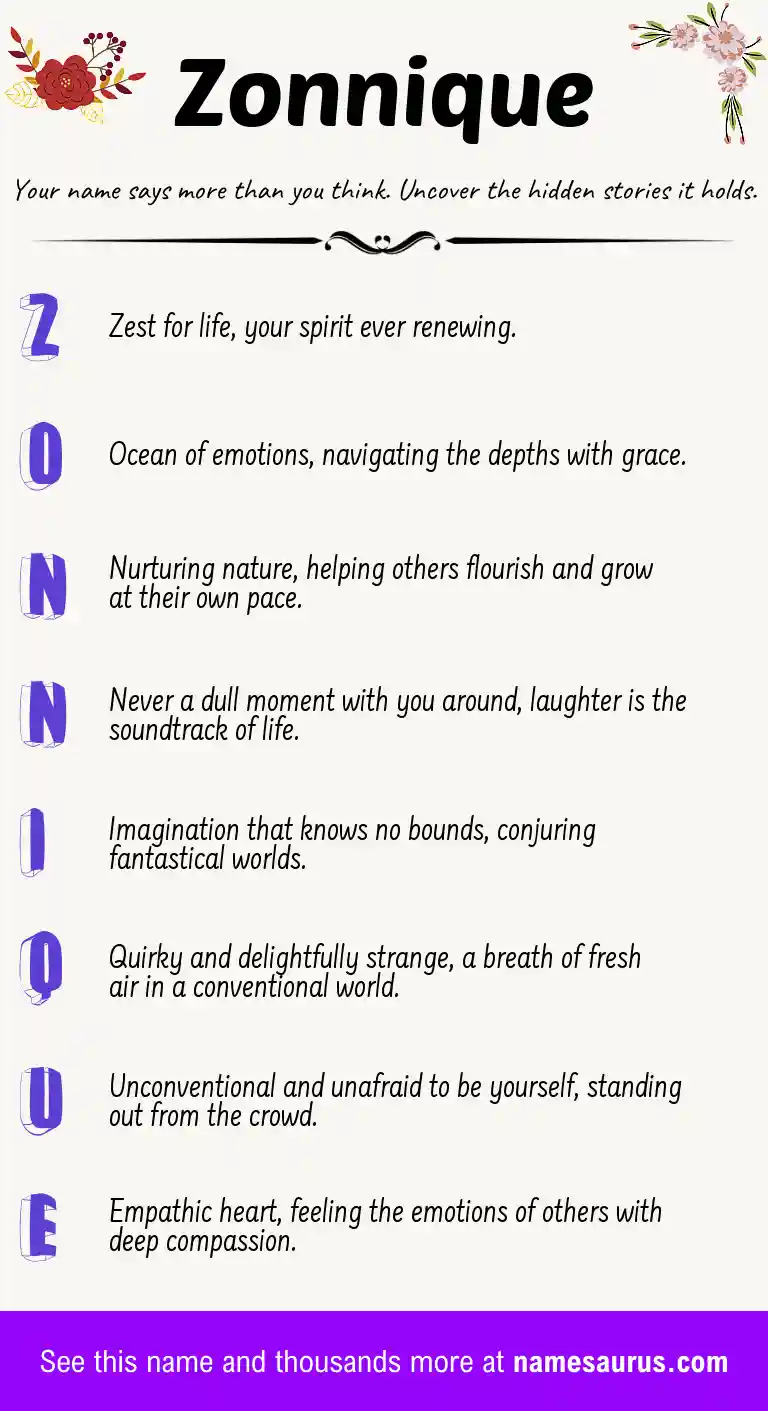 Acrostic poem about Zonnique.