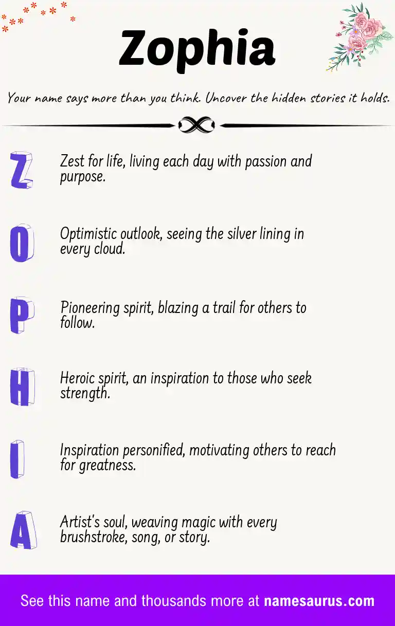 Acrostic poem about Zophia.