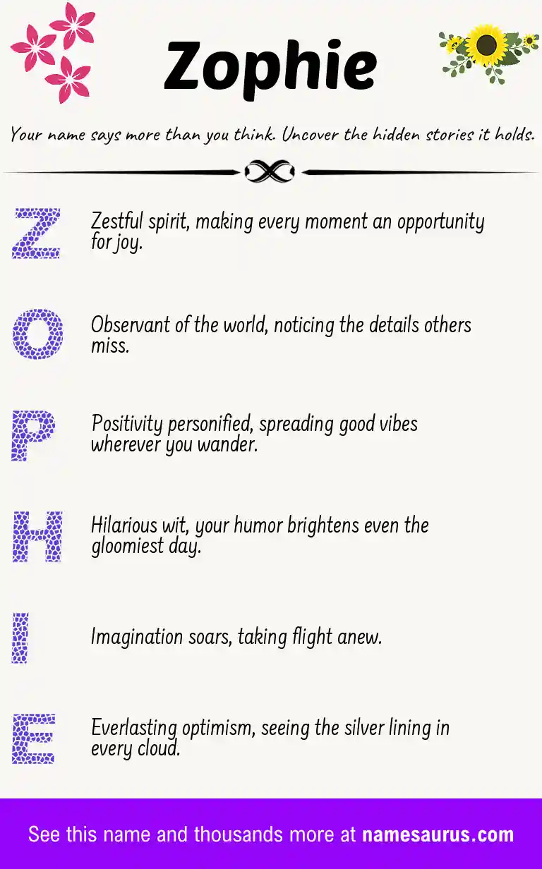 Acrostic poem about Zophie.