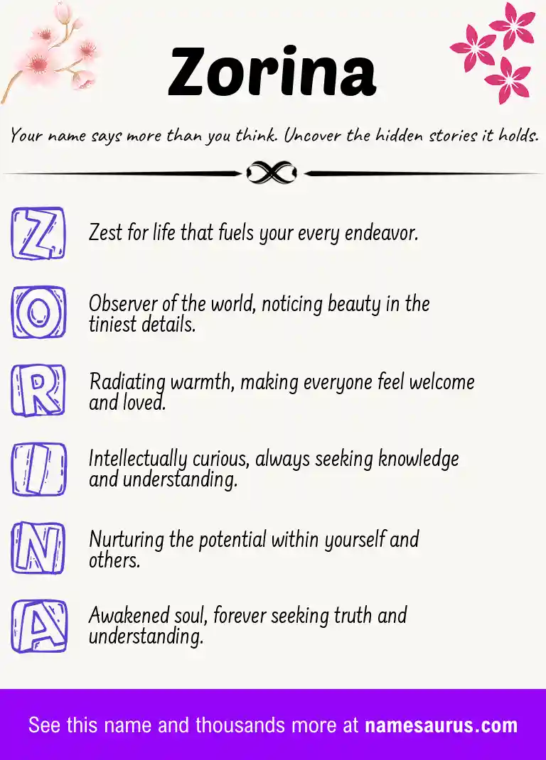 Acrostic poem about Zorina.
