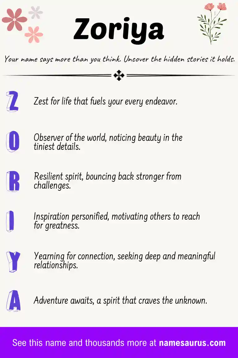 Acrostic poem about Zoriya.