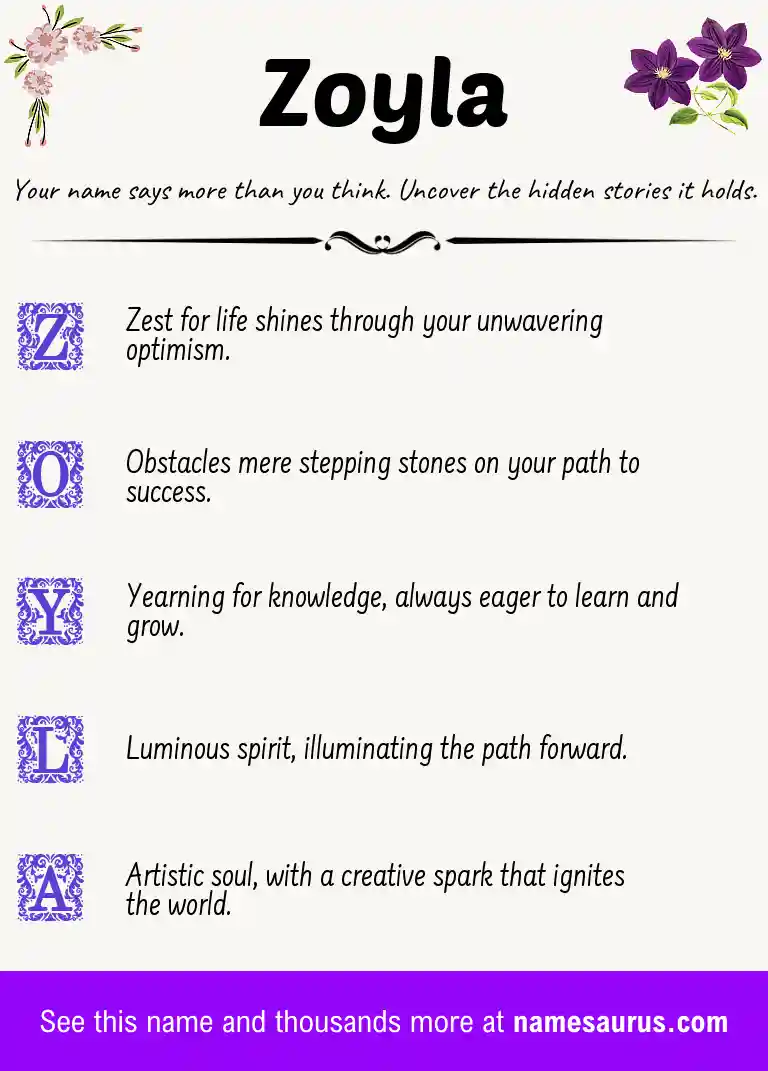 Acrostic poem about Zoyla.