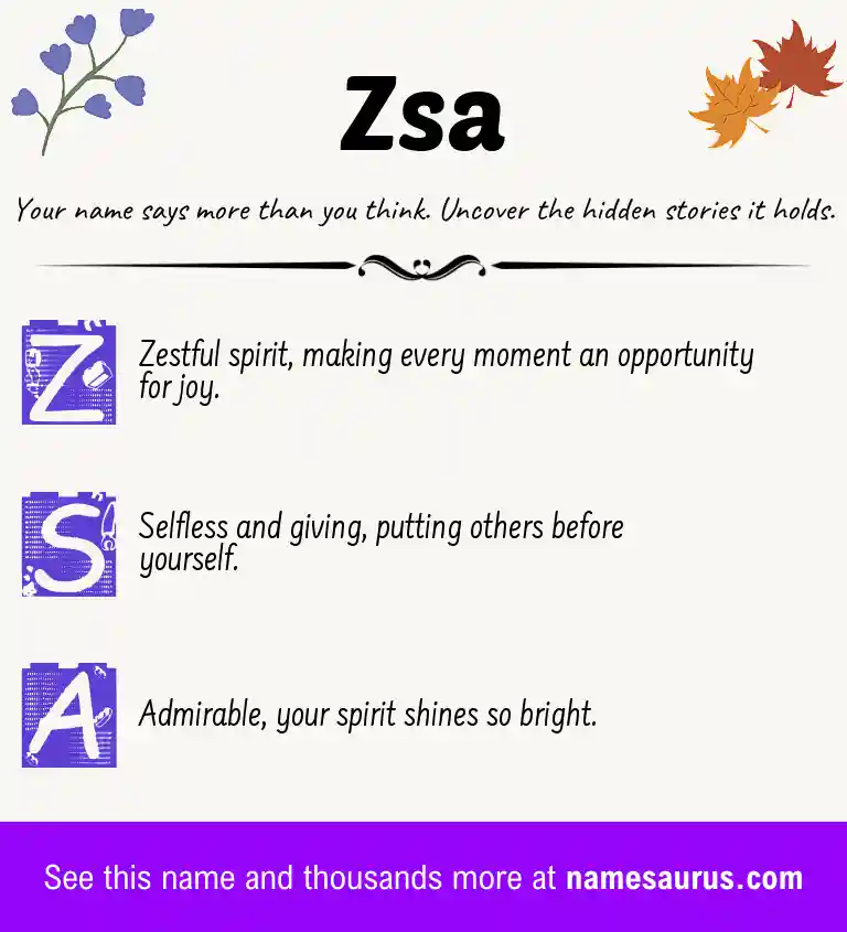 Acrostic poem about Zsa.