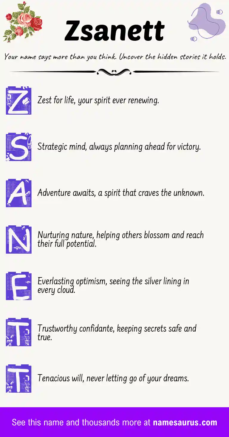 Acrostic poem about Zsanett.