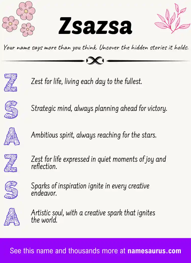Acrostic poem about Zsazsa.