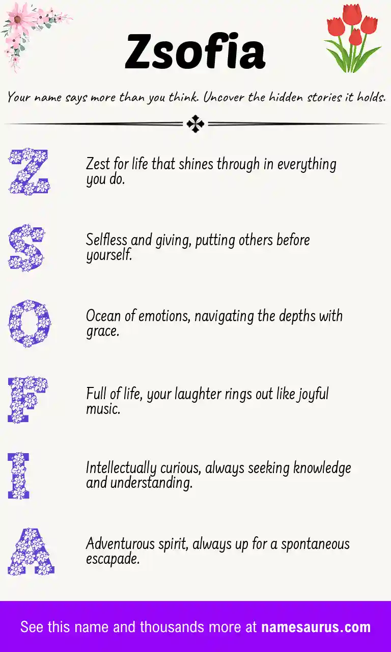 Acrostic poem about Zsofia.