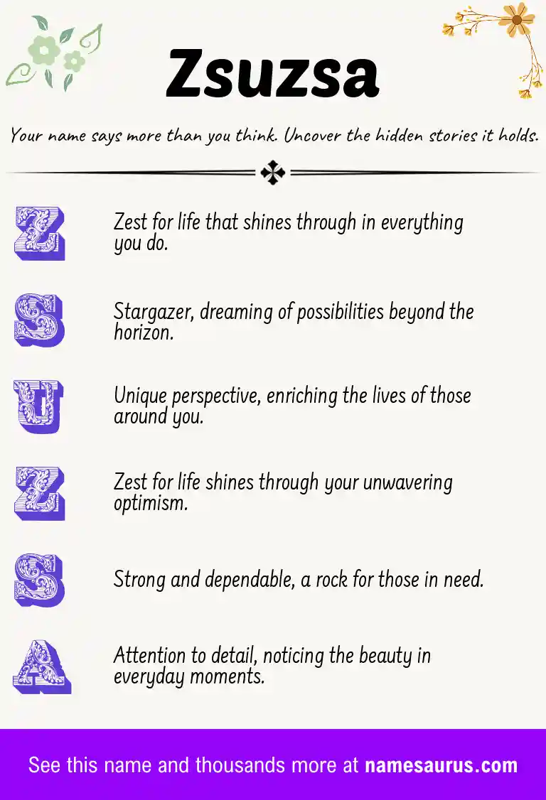 Acrostic poem about Zsuzsa.