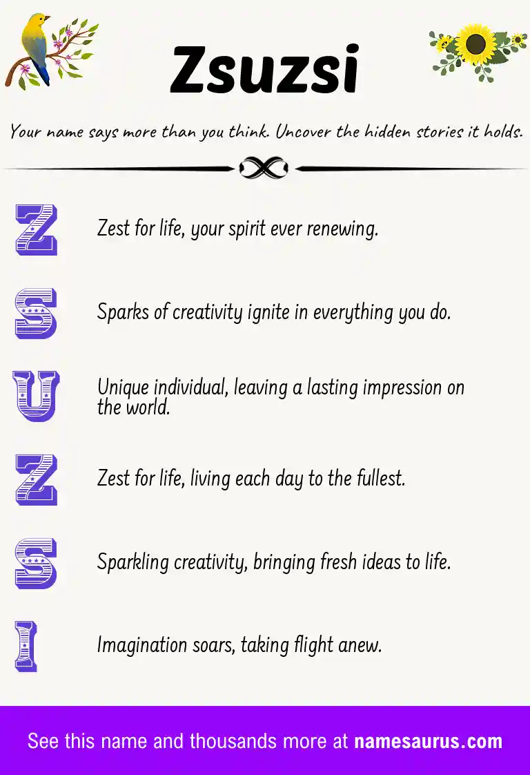 Acrostic poem about Zsuzsi.