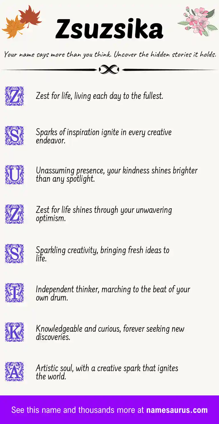 Acrostic poem about Zsuzsika.