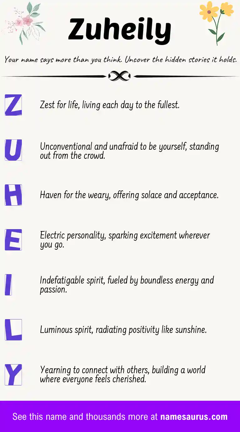 Acrostic poem about Zuheily.