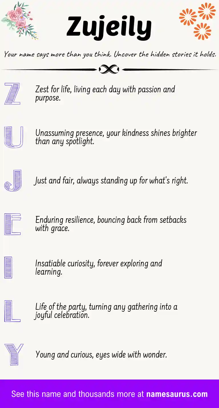 Acrostic poem about Zujeily.