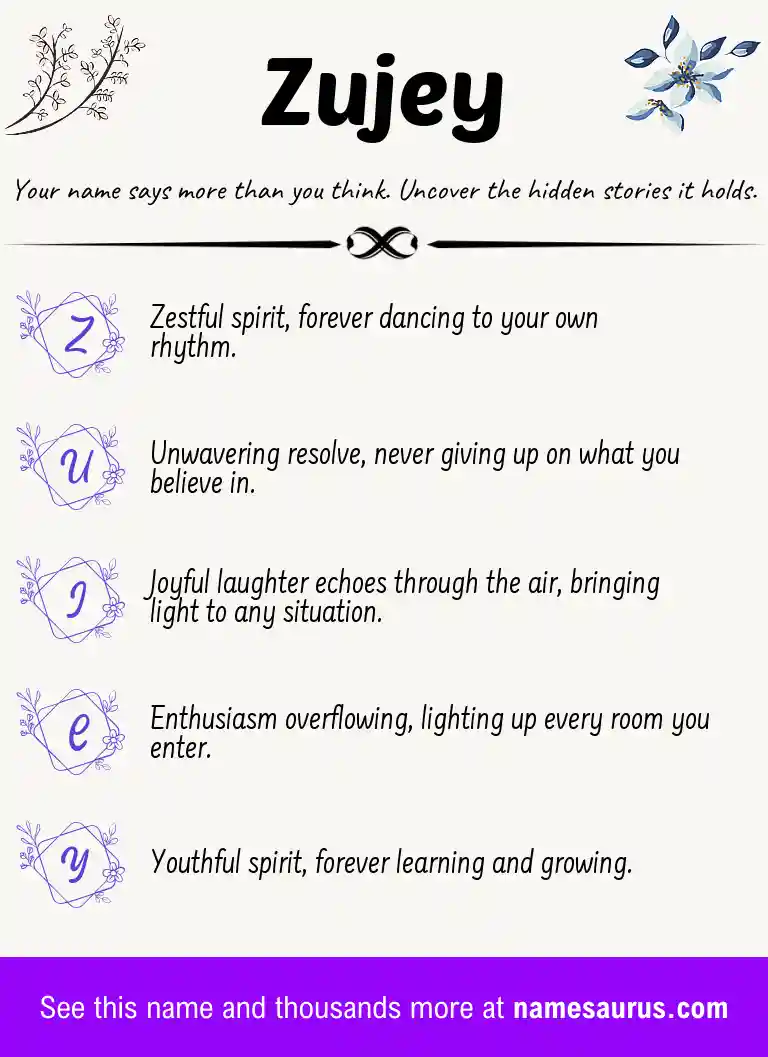 Acrostic poem about Zujey.