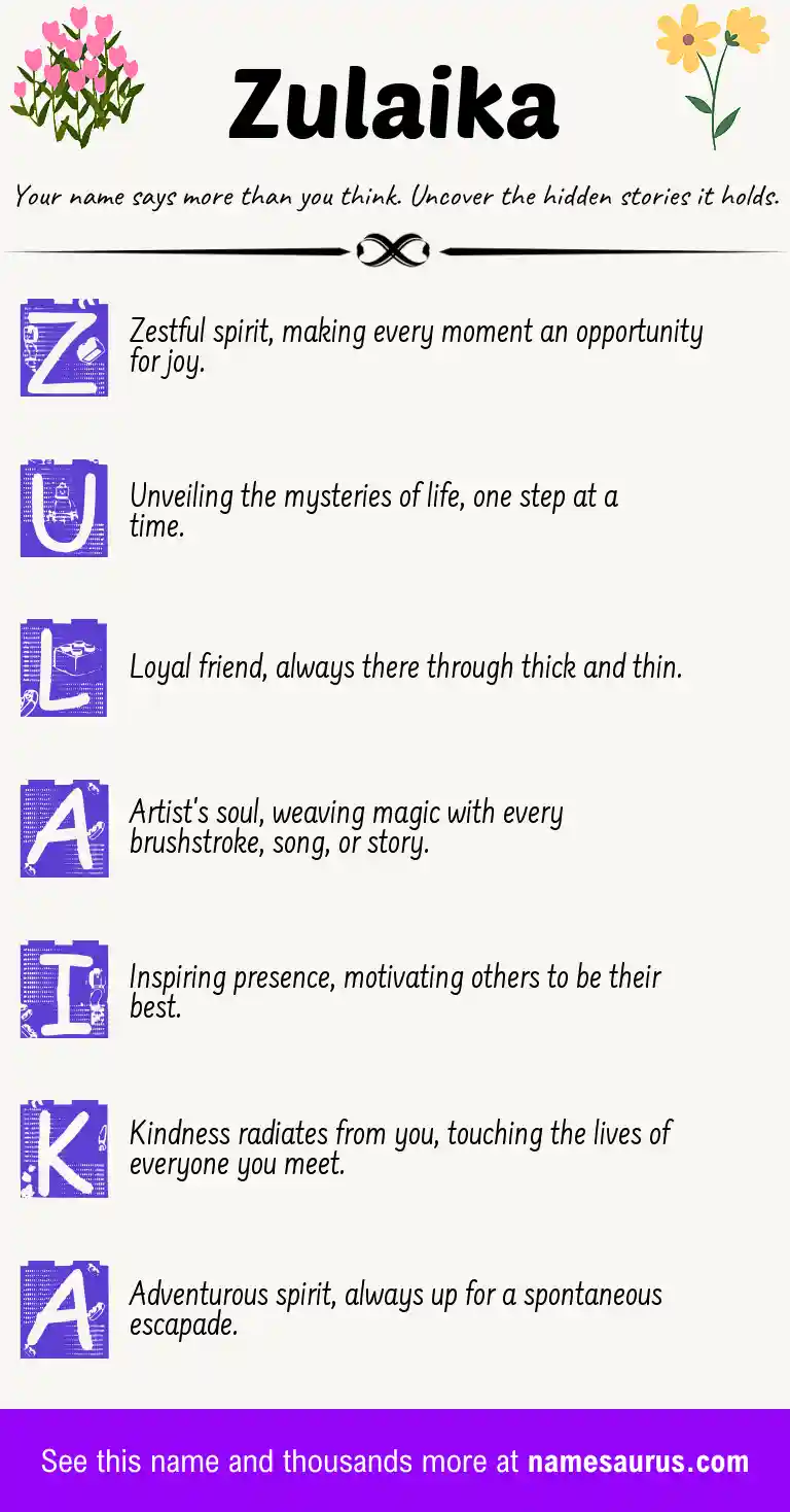 Acrostic poem about Zulaika.