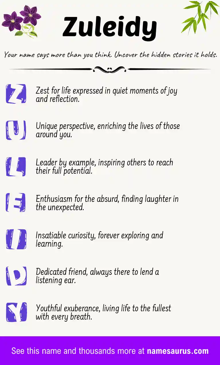 Acrostic poem about Zuleidy.