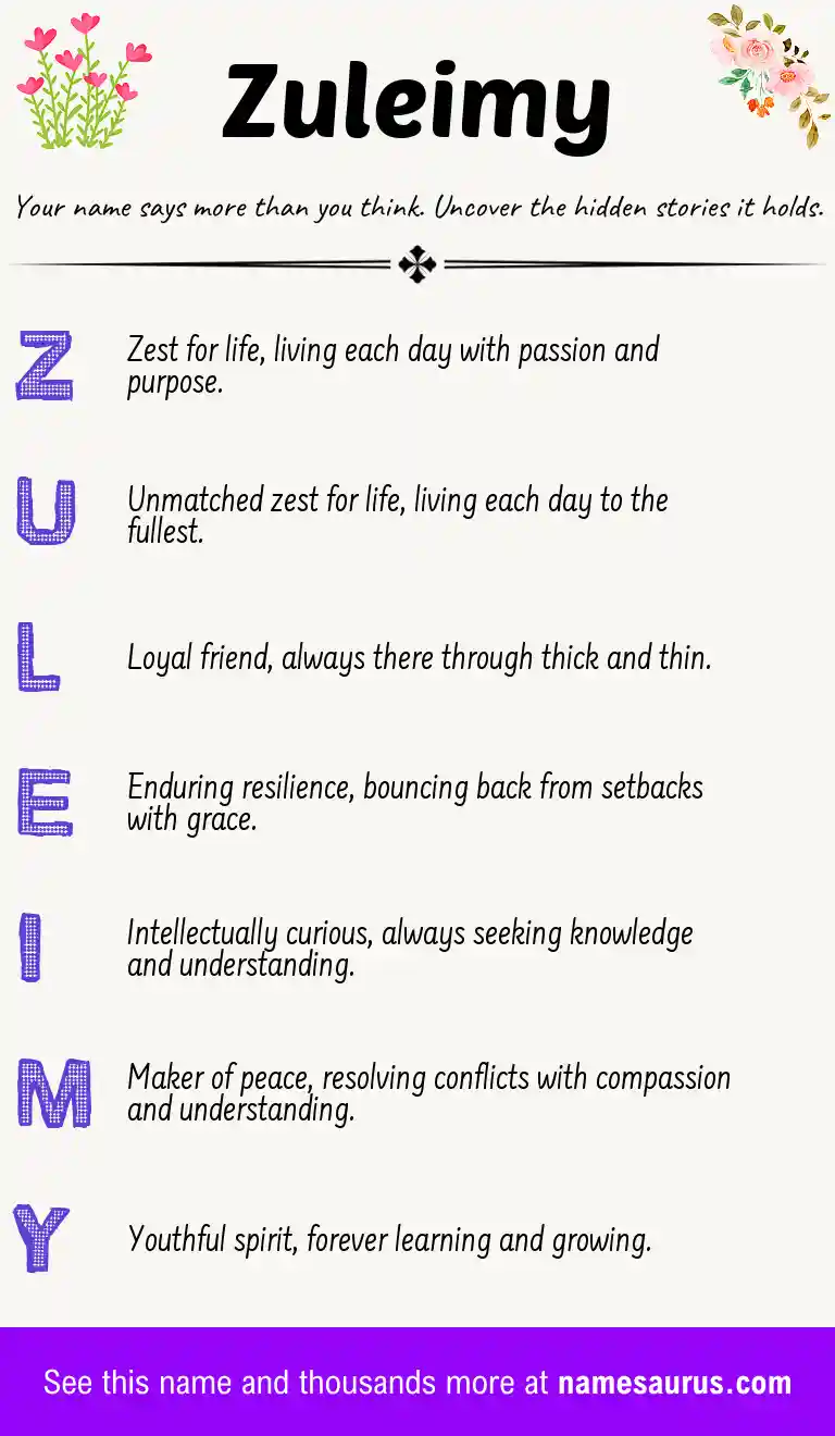 Acrostic poem about Zuleimy.