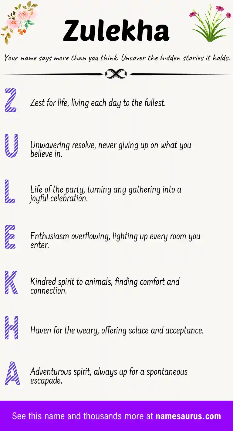 Acrostic poem about Zulekha.
