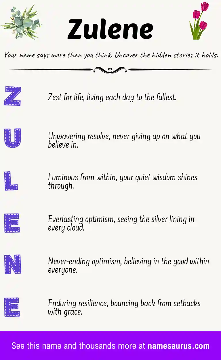 Acrostic poem about Zulene.