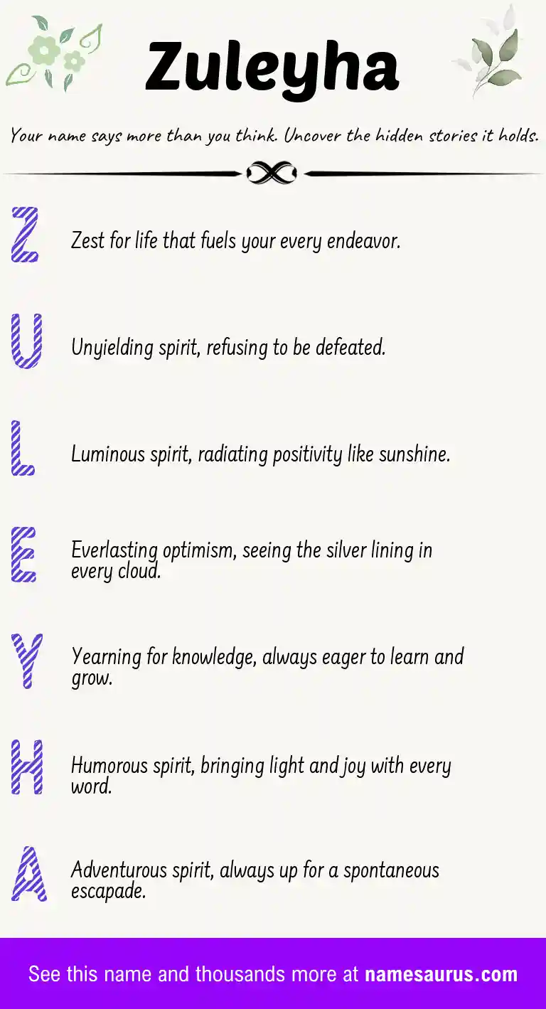 Acrostic poem about Zuleyha.