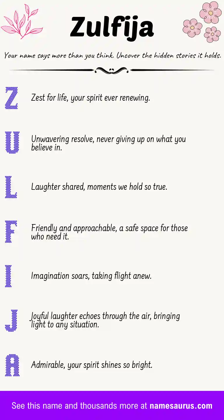 Acrostic poem about Zulfija.