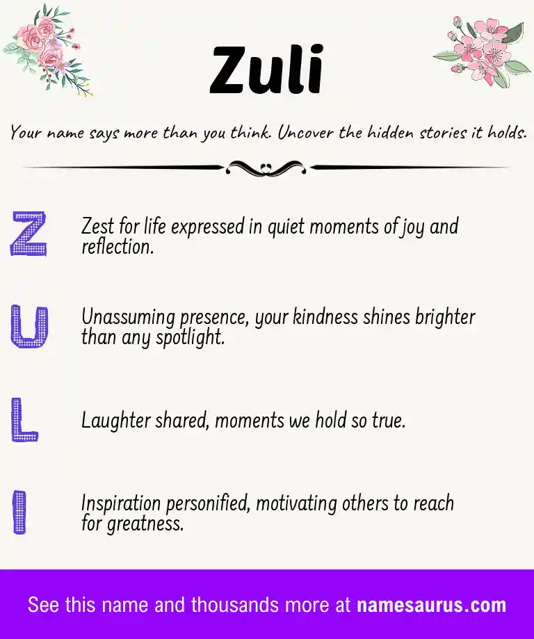 Acrostic poem about Zuli.