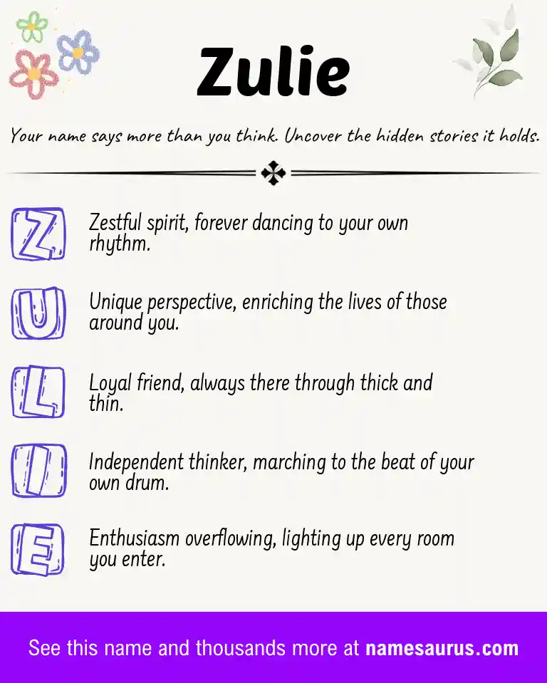 Acrostic poem about Zulie.