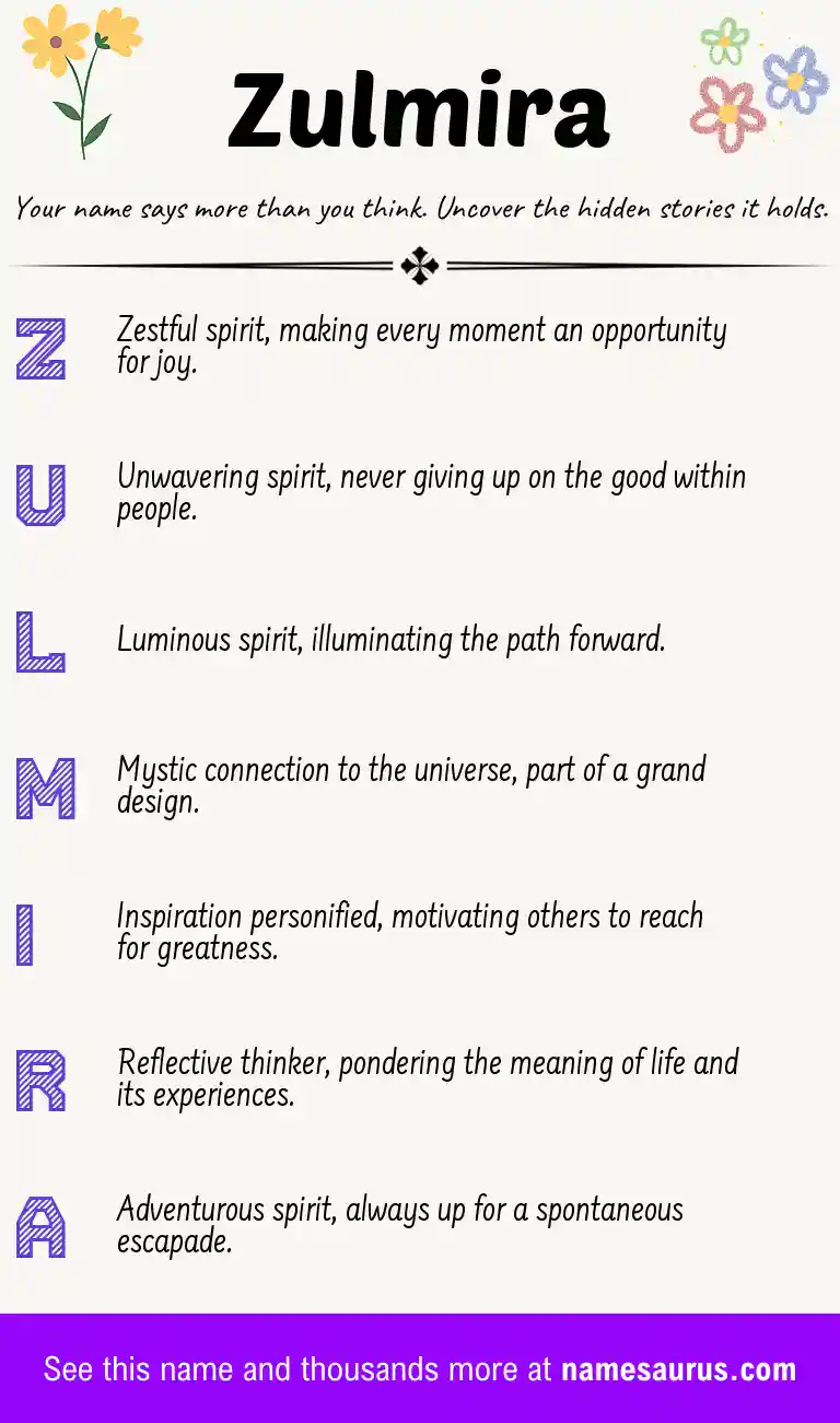 Acrostic poem about Zulmira.