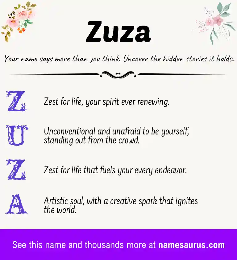 Acrostic poem about Zuza.