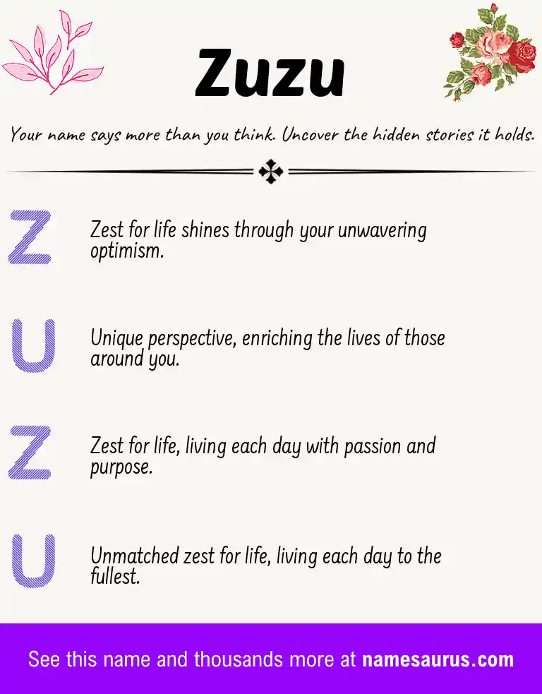 Acrostic poem about Zuzu.